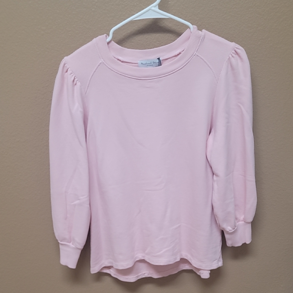 NWT Michael Stars Pink Sweatshirt with Ribbed Cuffs and Relaxed Fit 💗